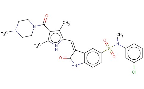 N-(3-氯苯基)-N-甲基-3-[[3,5-二甲基-4-[(4-甲基哌嗪-1-基)羰基-1H-吡咯-2-基]亚甲基]-2-氧代-2,3-二氢-1H-吲哚-5-磺酰胺
