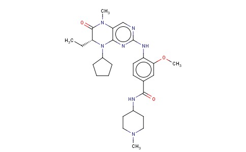 4-[[(7R)-8-环戊基-7-乙基-5,6,7,8-四氢-5-甲基-6-氧代-2-喋啶基]氨基]-3-甲氧基-N-(1-甲基-4-哌啶基)苯甲酰胺