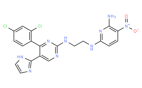 N2-(2-((4-(2,4-dichlorophenyl)-5-(1H-imidazol-2-yl)pyrimidin-2-yl)amino)ethyl)-5-nitropyridine-2,6-diamine