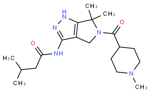 N-(6,6-dimethyl-5-(1-methylpiperidine-4-carbonyl)-1,4,5,6-tetrahydropyrrolo[3,4-c]pyrazol-3-yl)-3-methylbutanamide