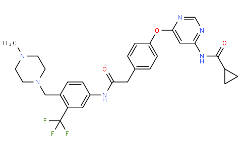 N-(6-(4-(2-((4-((4-methylpiperazin-1-yl)methyl)-3-(trifluoromethyl)phenyl)amino)-2-oxoethyl)phenoxy)pyrimidin-4-yl)cyclopropanecarboxamide