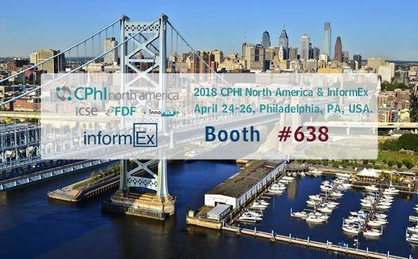 2018 CPHI North America & InformEx in Philadelphia, PA, USA, on April 24-26, Booth # 638