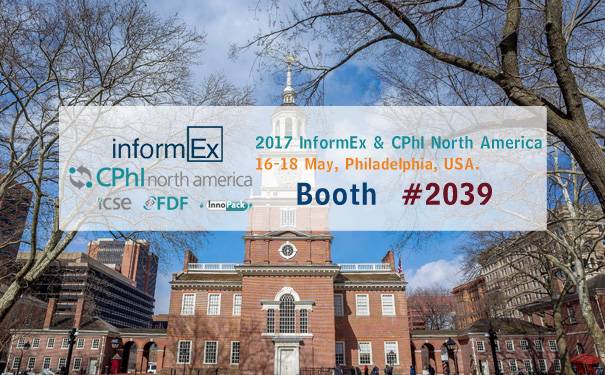 2017 InformEx & CPhI North America in Philadelphia ,USA, on 16-18 May 2017, Booth # 2039 