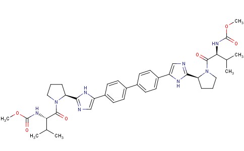 methyl N-[(2S)-1-[(2S)-2-[5-[4-[4-[2-[(2S)-1-[(2S)-2-(methoxycarbonylamino)-3-methylbutanoyl]pyrrolidin-2-yl]-1H-imidazol-5-yl]phenyl]phenyl]-1H-imidazol-2-yl]pyrrolidin-1-yl]-3-methyl-1-oxobutan-2-yl]carbamate