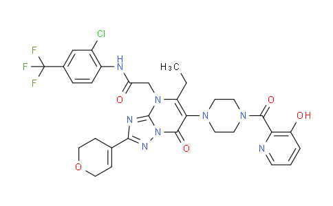 N-(2-氯-4-(三氟甲基)苯基)-2-(2-(3,6-二氫-2H-吡喃-4-基)-5-乙基-6-(4-(3-羥基吡啶甲酰基)哌嗪-1-基)-7-氧代-[1,2,4]三唑并[1,5-a]嘧啶-4(7H)-基)乙酰胺