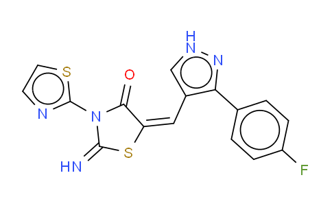 5-((3-(4-氟苯基)-1H-吡唑-4-基)亞甲基)-2-亞氨基-3-(噻唑-2-基)噻唑烷-4-酮