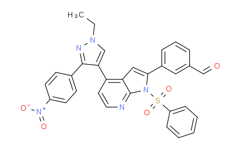 3-[4-[1-乙基-3-(4-硝基苯基)-1H-吡唑-4-基]-1-(苯磺；)-1H-吡咯并[2,3-B]吡啶-2-基]苯甲醛
