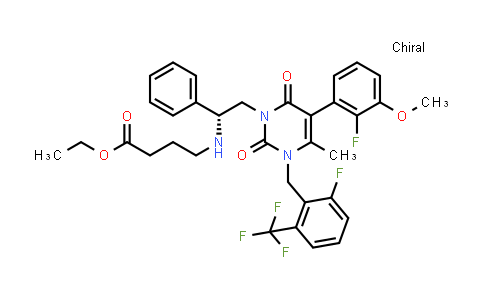 (R)-4-((2-(5-(2-氟-3-甲氧苯基)-3-(2-氟-6-(三氟甲基)苯甲基)-4-甲基-2,6-二氧代-2,3-二氢嘧啶-1(6H) –基)-1-苯乙基)氨基)正丁酸乙酯