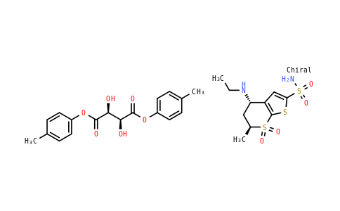 丁二酸，2,3-二羥基-1,4-雙（4-甲基苯基）酯，（2S，3S）-，化合物。與（4S，6S）-4-（乙氨基）-5,6-二氫-6-甲基-4H-噻吩并[2,3-b]噻喃-2-磺酰胺7,7-二氧化物（1:1）